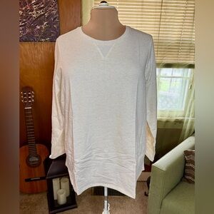 Denim & Co Active Oatmeal Heather French Terry Shirt (Size 1X)